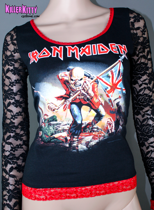 Iron Maiden Trooper Lace Top Shirt SAMPLE