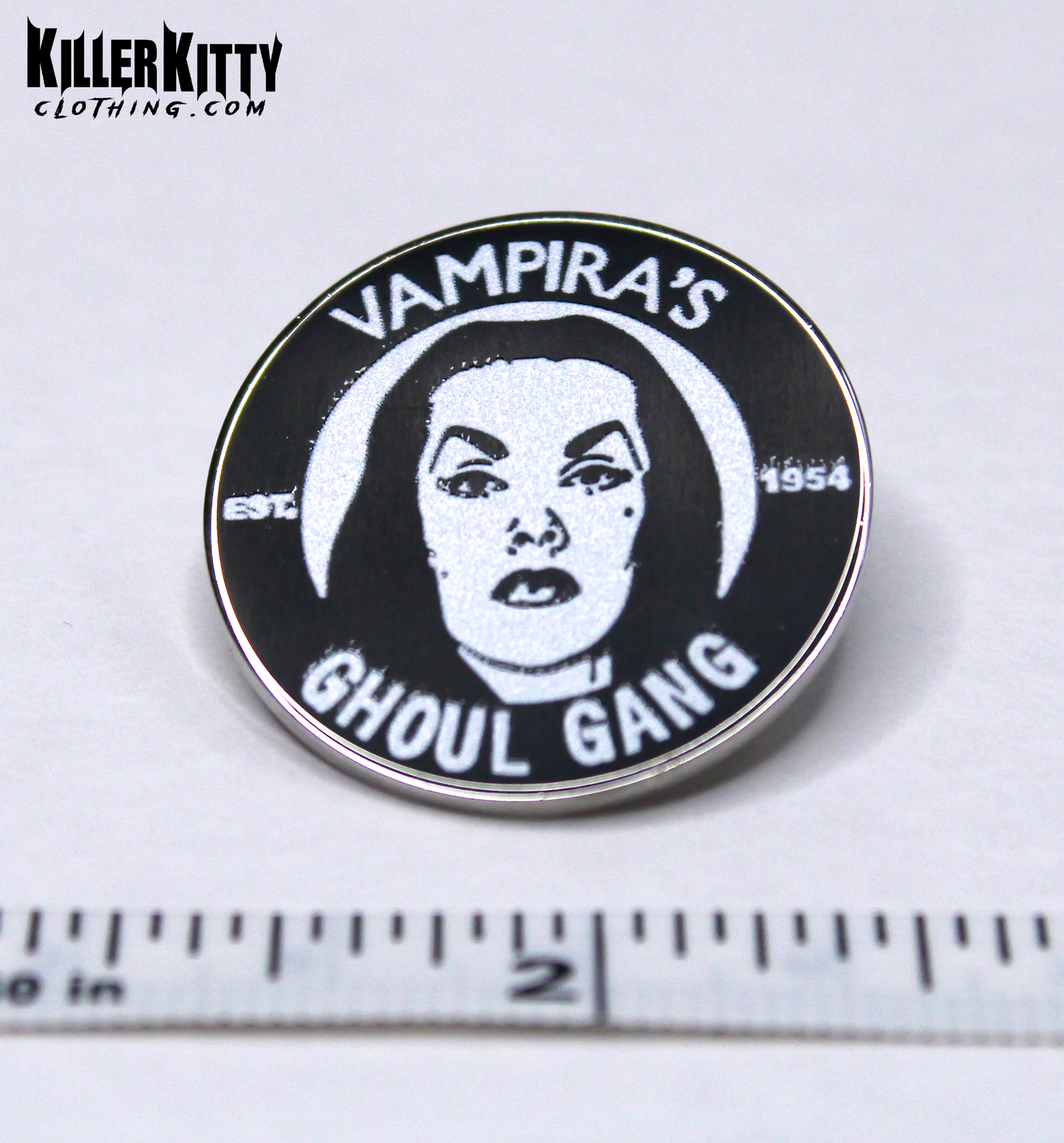 Vampira Ghoul Gang Enamel Horror Pin