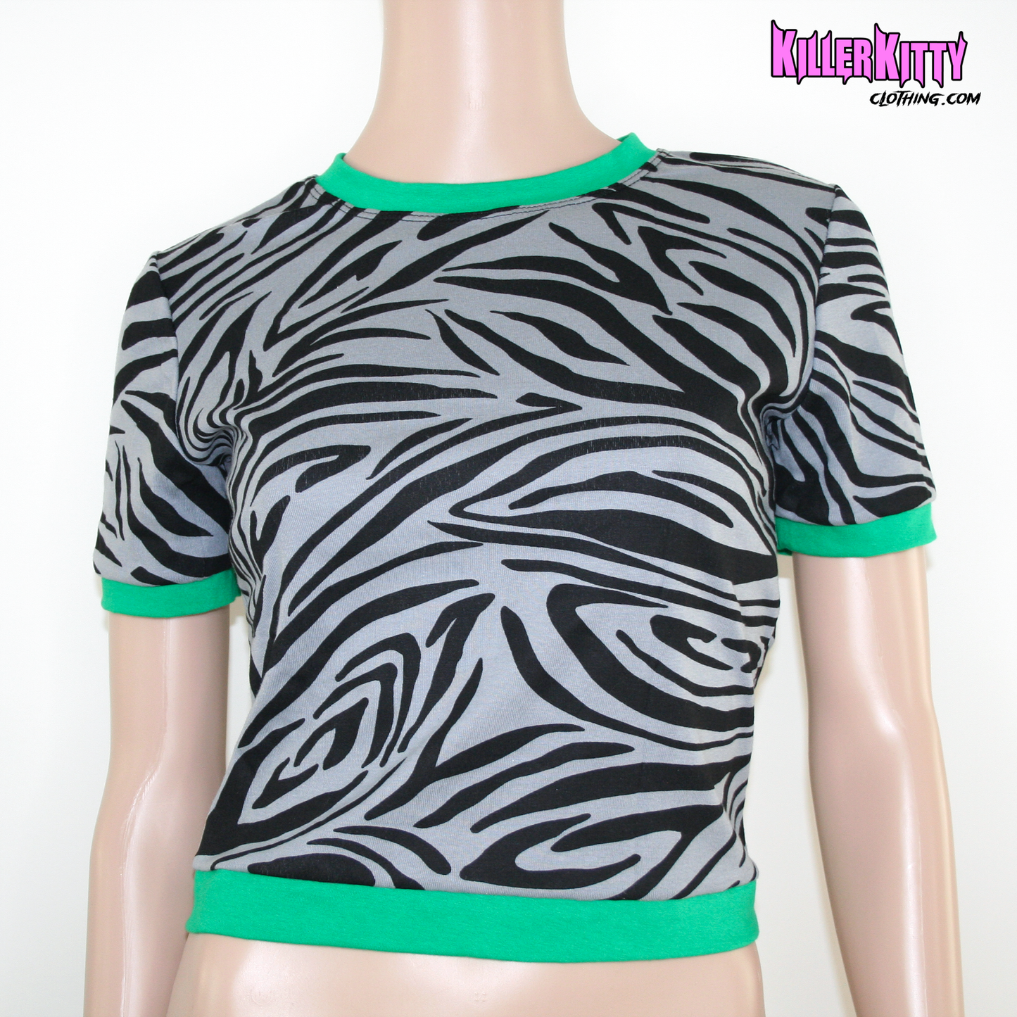 Awesome Green Zebra 80s Ringer Shirt