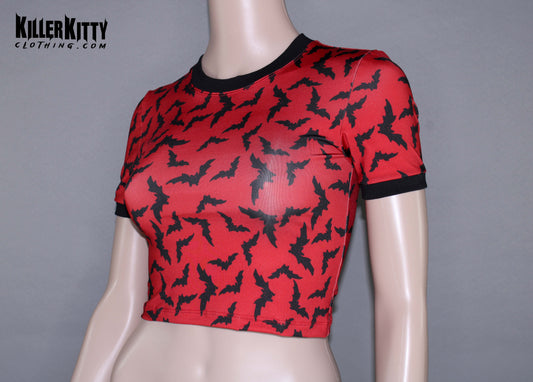 Red Bats Crop Top