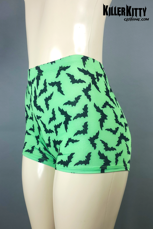 Neon Green Bats Booty Shorts