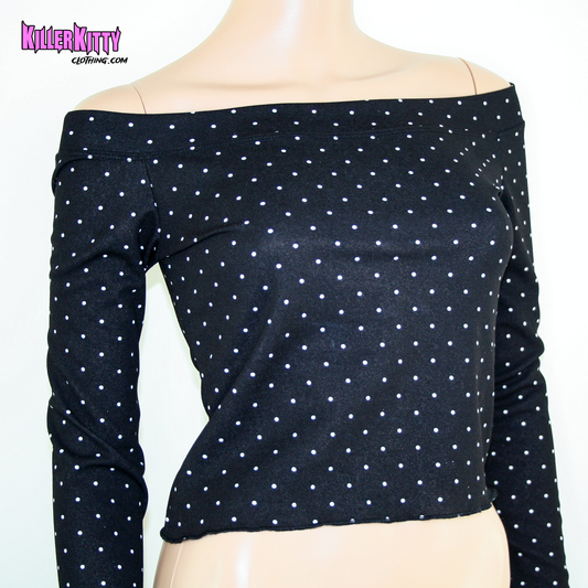 Off Shoulder Polka Dot 80's Top