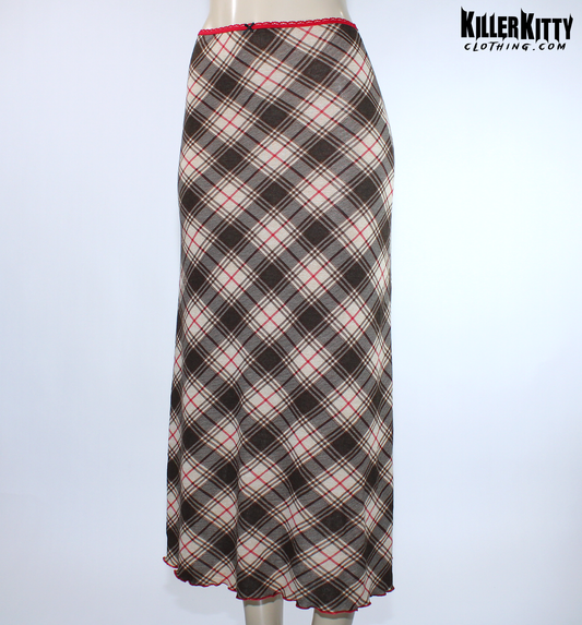 90s Alt Grunge Plaid Maxi Skirt