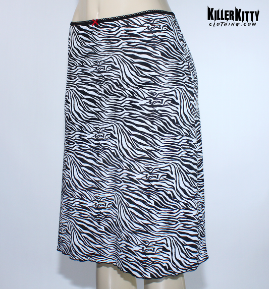 Zebra Print Knee-Length Midi Skirt