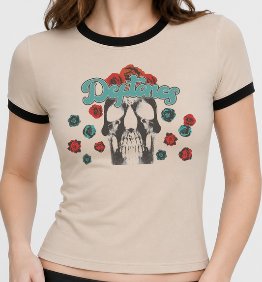 Deftones Skull Roses Ringer Shirt