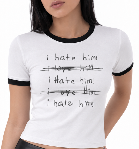 I Hate Him 90s Retro Ringer Shirt