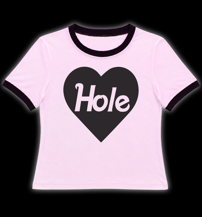 Hole Heart Ringer Shirt (Hot Pink)