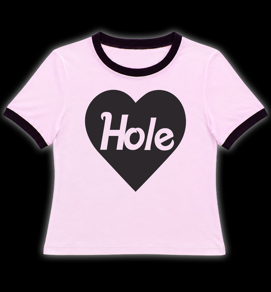 Hole Heart Ringer Shirt (Hot Pink)