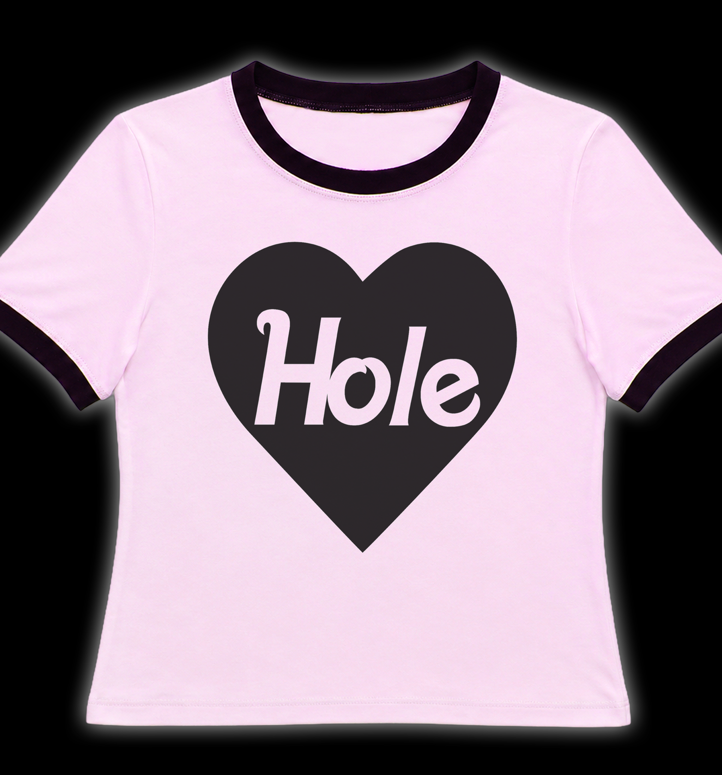 Hole Heart Ringer Shirt (Hot Pink)