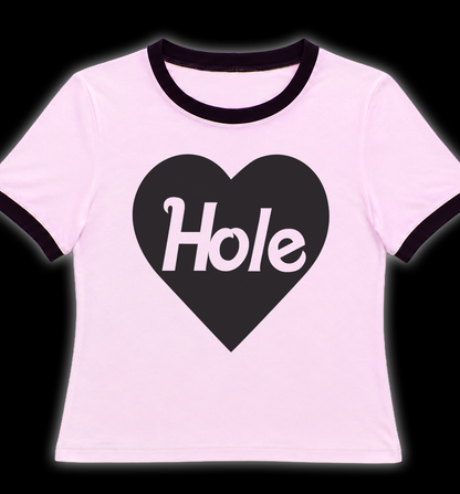 Hole Heart Ringer Shirt (Hot Pink)