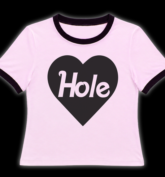 Hole Heart Ringer Shirt (Hot Pink)