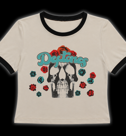 Deftones Skull Roses Ringer Shirt