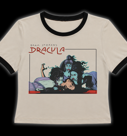 Dracula Brides Vampire Ringer Horror Shirt (Tan)