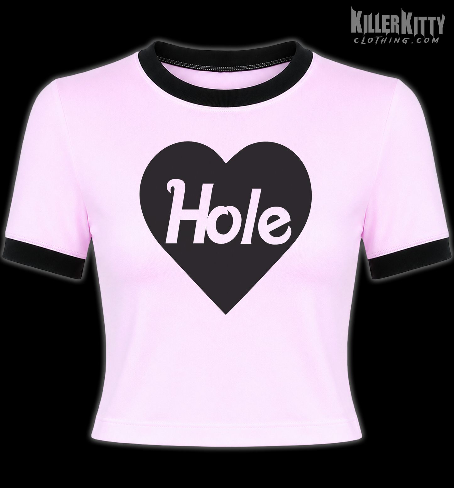 Hole Heart Ringer Shirt (Hot Pink)
