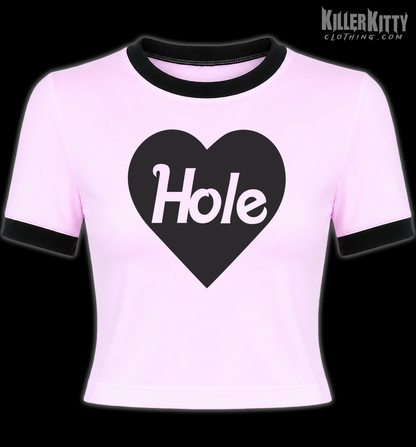 Hole Heart Ringer Shirt (Hot Pink)