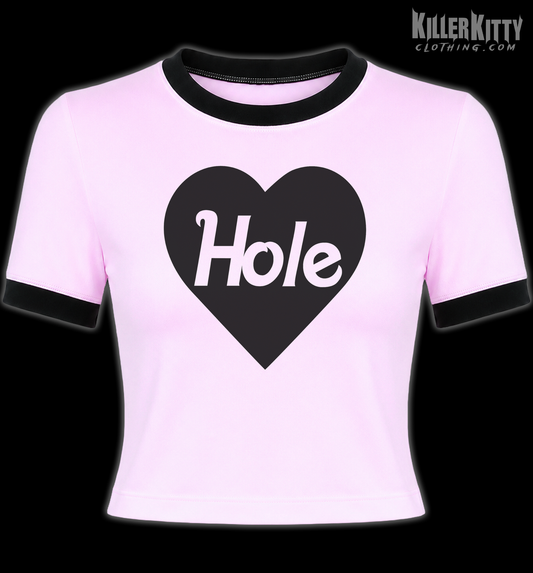Hole Heart Ringer Shirt (Hot Pink)
