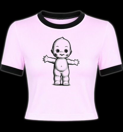 Kewpie Doll 90s Ringer Shirt (Pink)