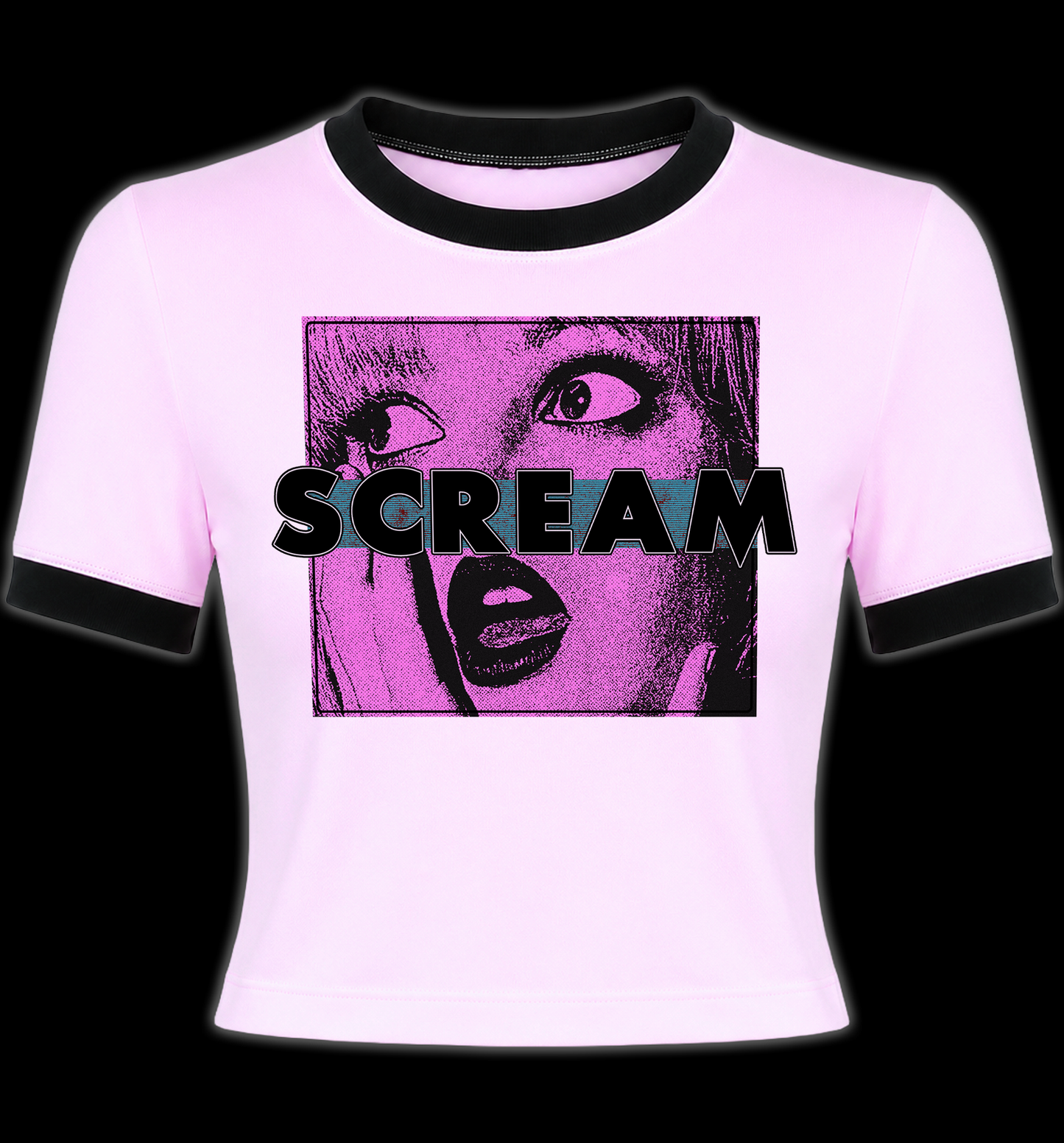 Scream Horror Ringer Shirt (Pink)