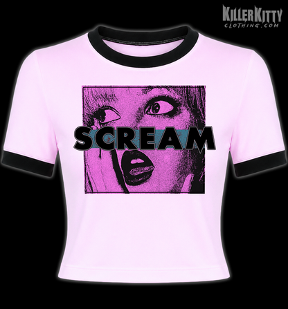 Scream Horror Ringer Shirt (Pink)