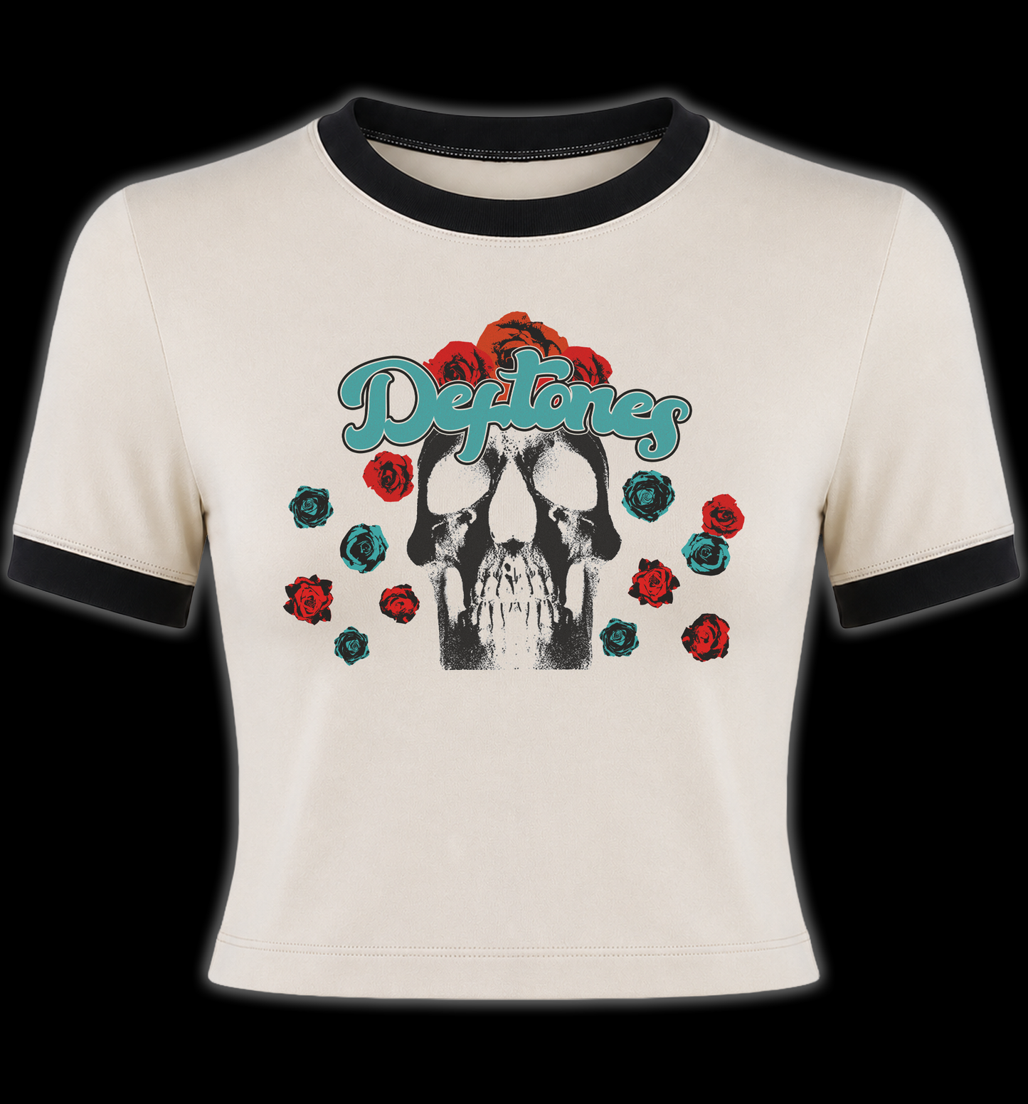 Deftones Skull Roses Ringer Shirt
