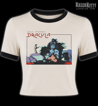 Dracula Brides Vampire Ringer Horror Shirt (Tan)