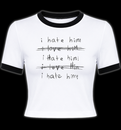I Hate Him 90s Retro Ringer Shirt