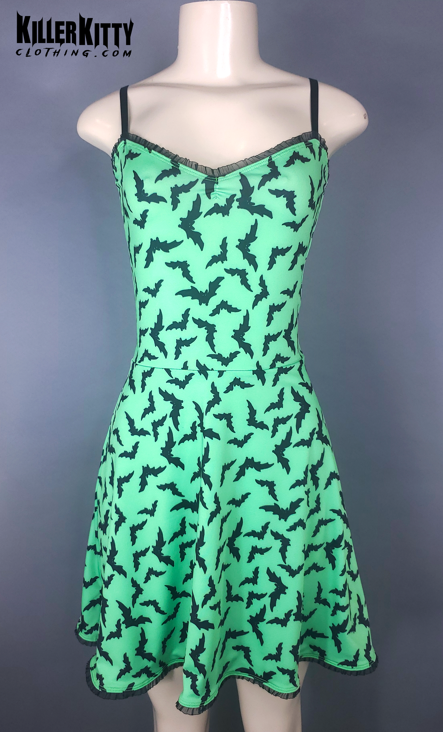 Bats Neon Green Skater Dress