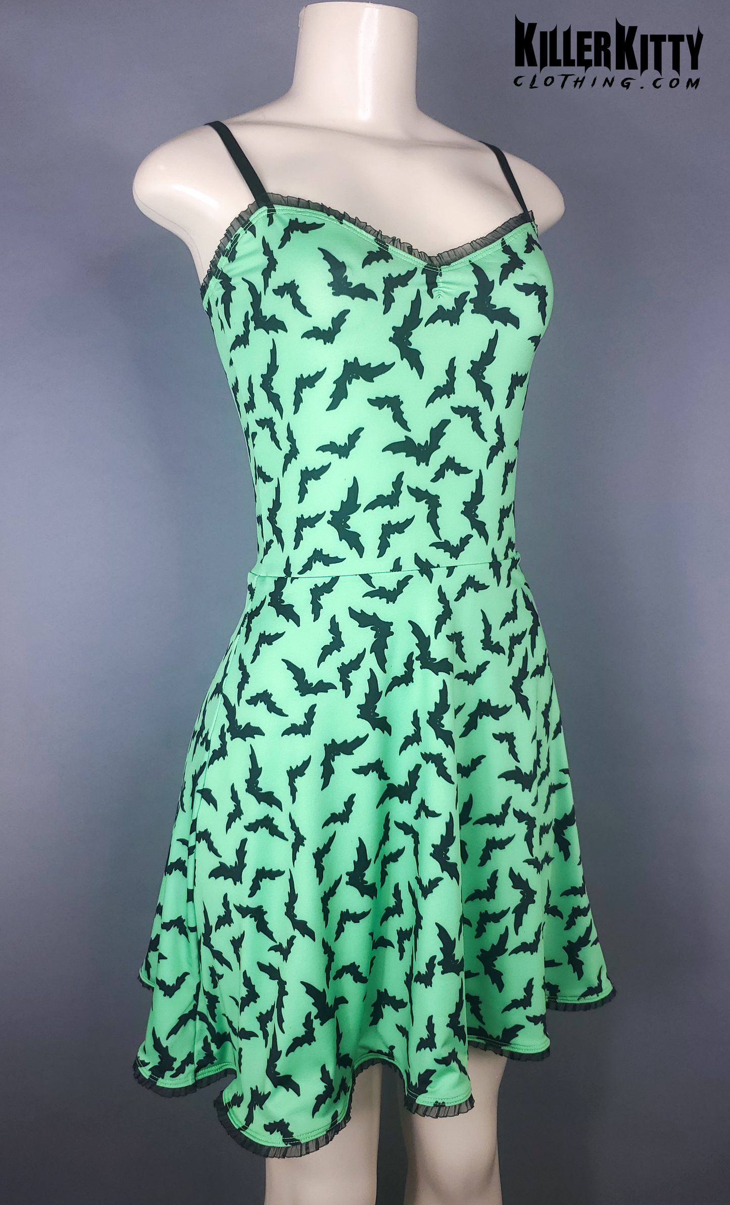 Bats Neon Green Skater Dress