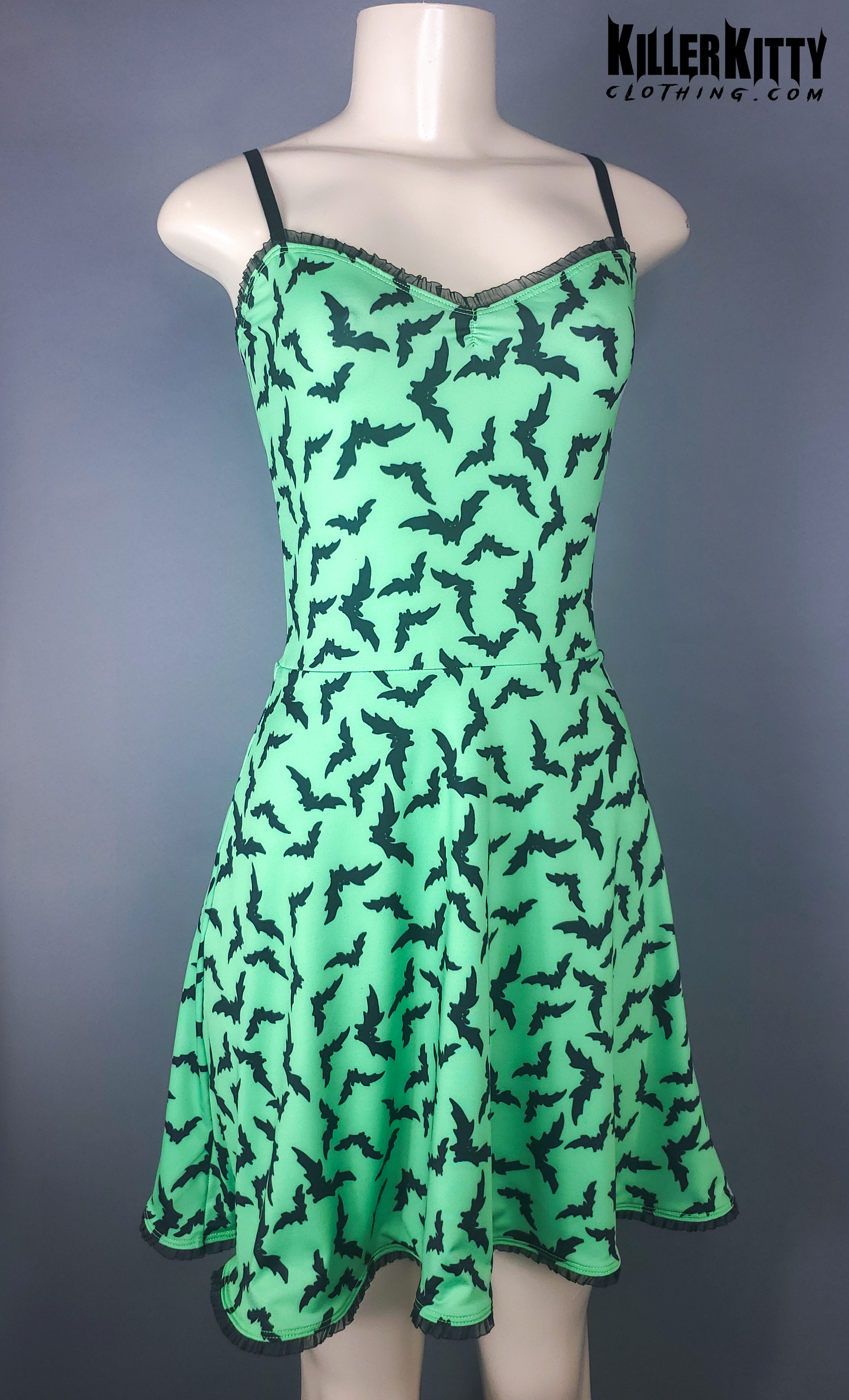 Bats Neon Green Skater Dress