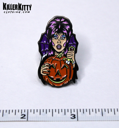 Elvira Mistress of the Dark Enamel Pumpkin Pin