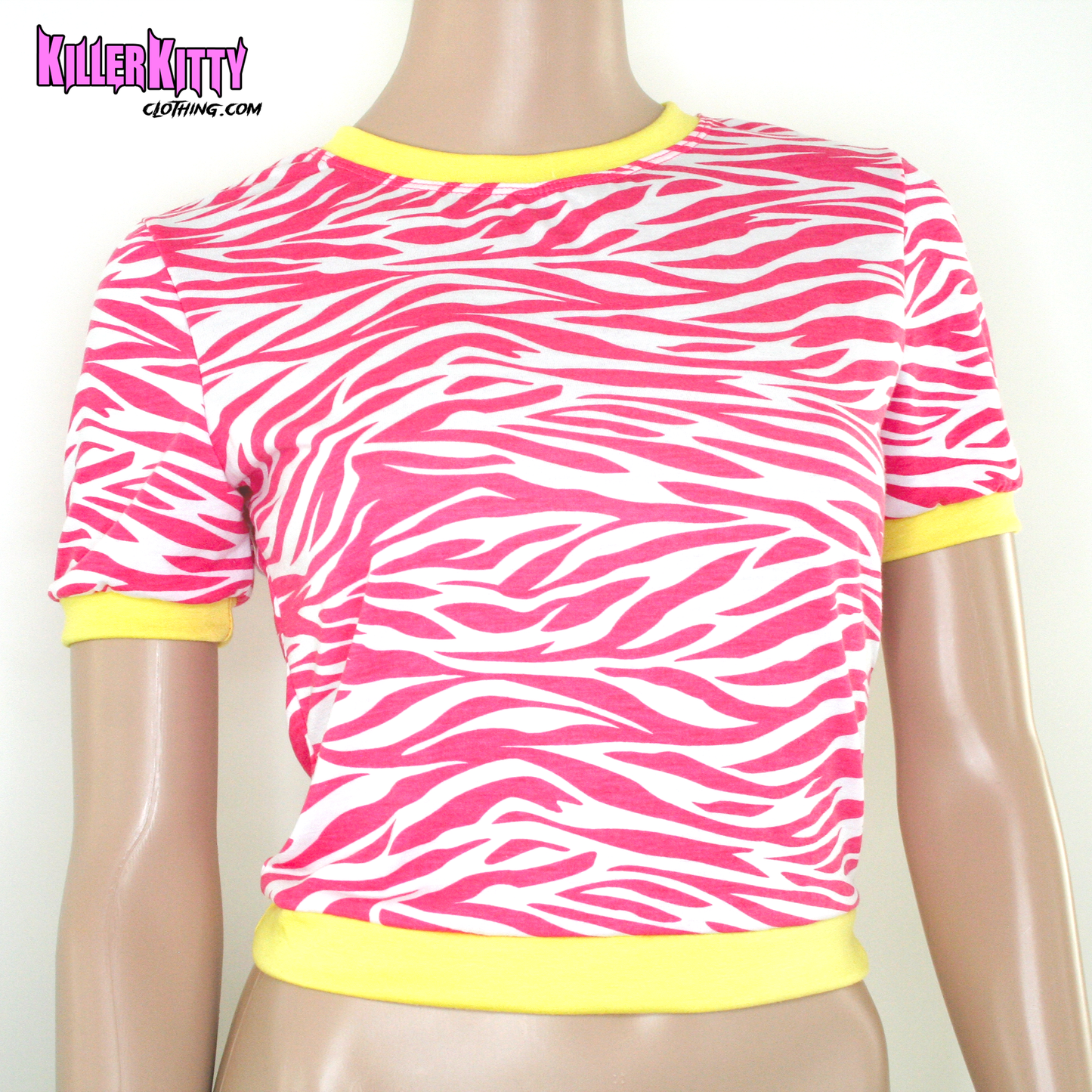 Radical Pink Zebra 80's Ringer Shirt