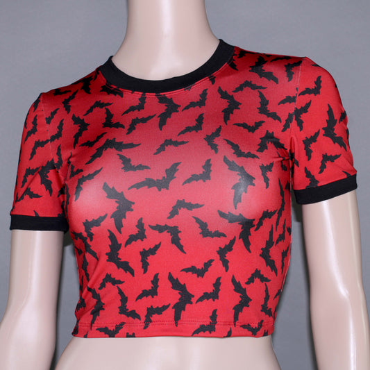 Red Bats Crop Top