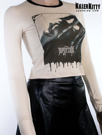 Nosferatu Dracula Horror Movie Goth Cropped Baby Tee Alternative Shirt Punk Metal Killer Kitty Clothing