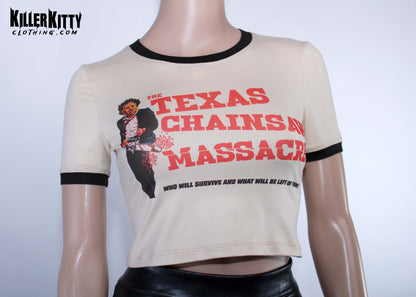 Texas Chainsaw Massacre Leatherface Horror Movie Goth Cropped Baby Tee Alternative Shirt Punk Metal Killer Kitty Clothing