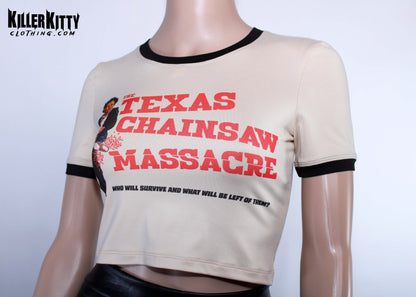 Texas Chainsaw Massacre Leatherface Horror Movie Goth Cropped Baby Tee Alternative Shirt Punk Metal Killer Kitty Clothing