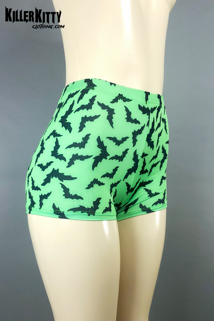 Neon Green Bats Booty Shorts