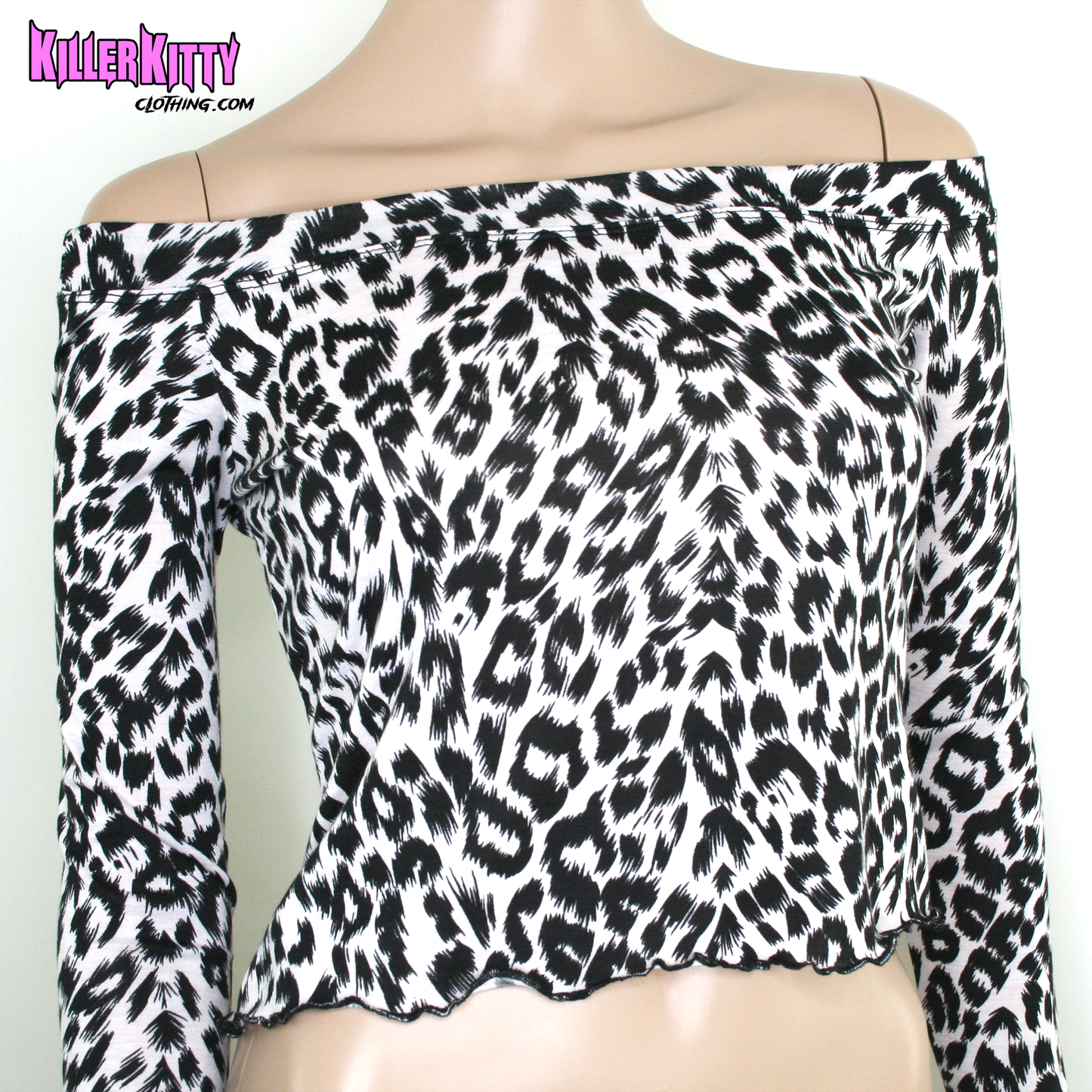 Leopard 80's Off Shoulder Top