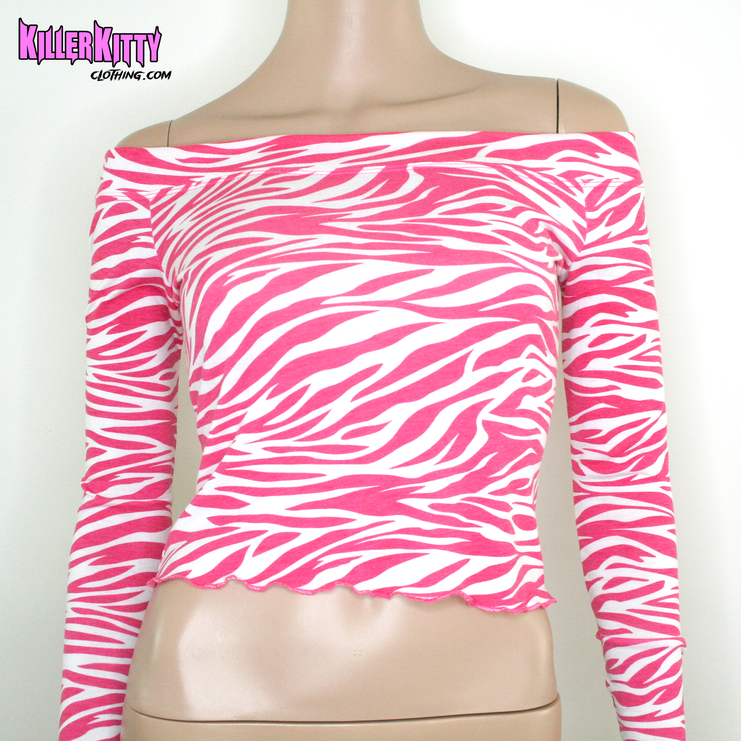 Pink Zebra Off Shoulder 80's Shirt