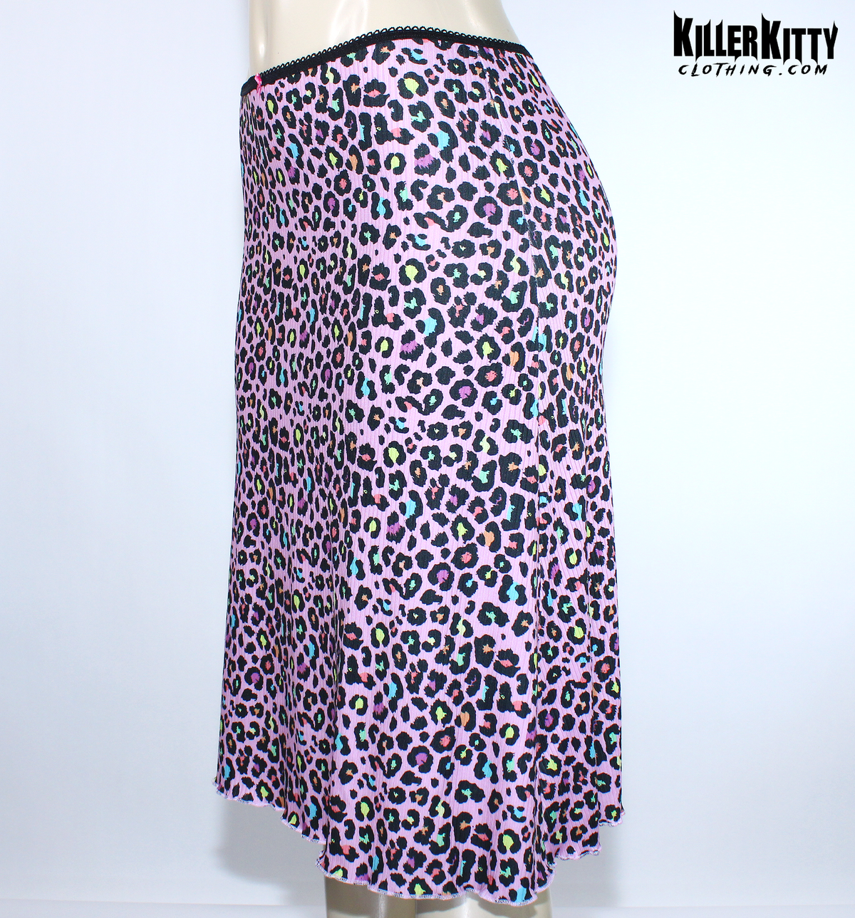 Lavender Multi Leopard Knee-Length Midi Skirt