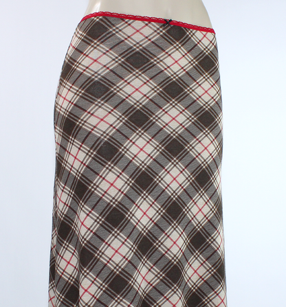 90s Alt Grunge Plaid Maxi Skirt