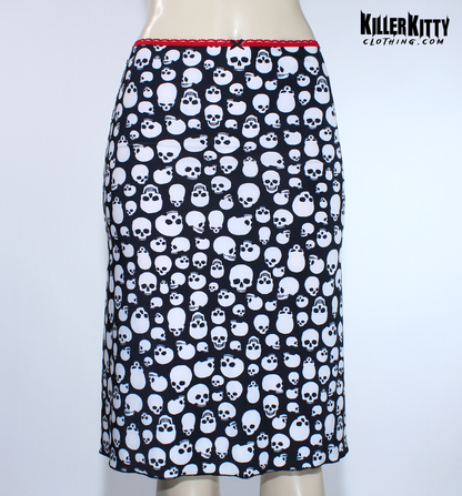 Skull Print Knee-Length Midi Skirt