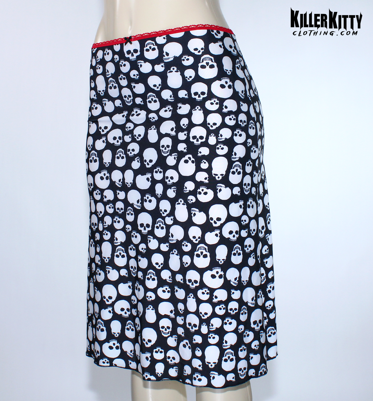 Skull Print Knee-Length Midi Skirt