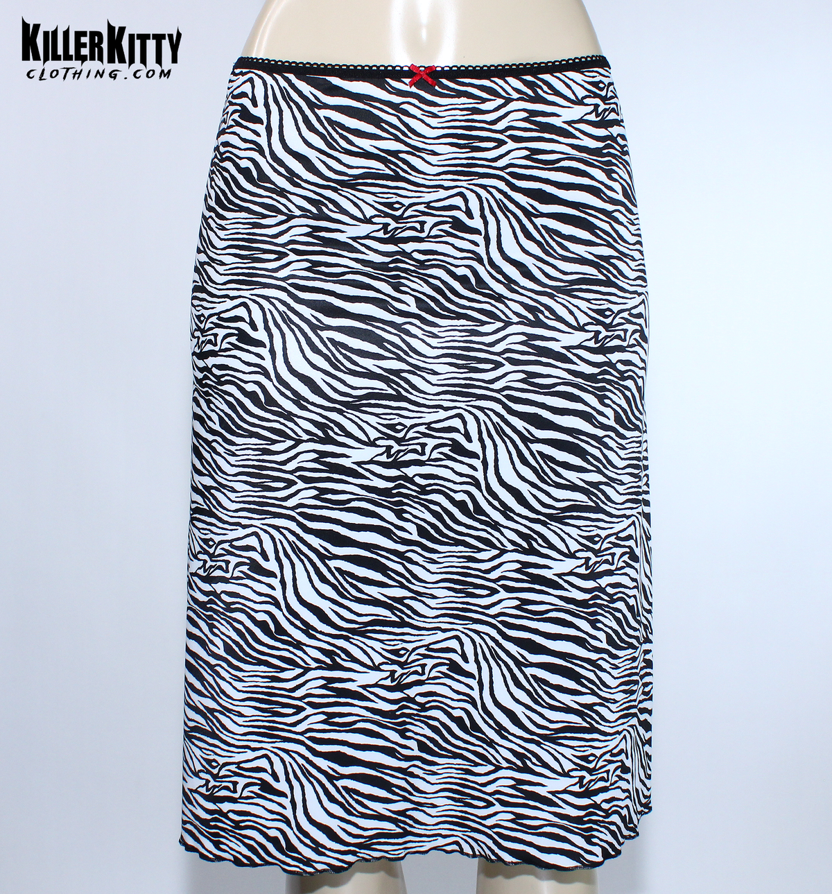 Zebra Print Knee-Length Midi Skirt