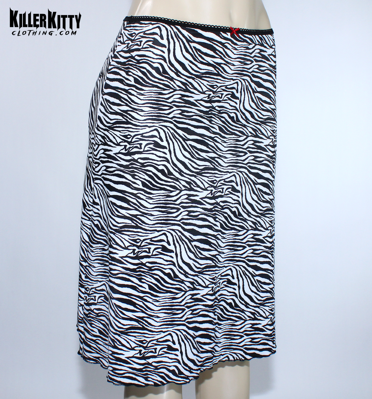 Zebra Print Knee-Length Midi Skirt