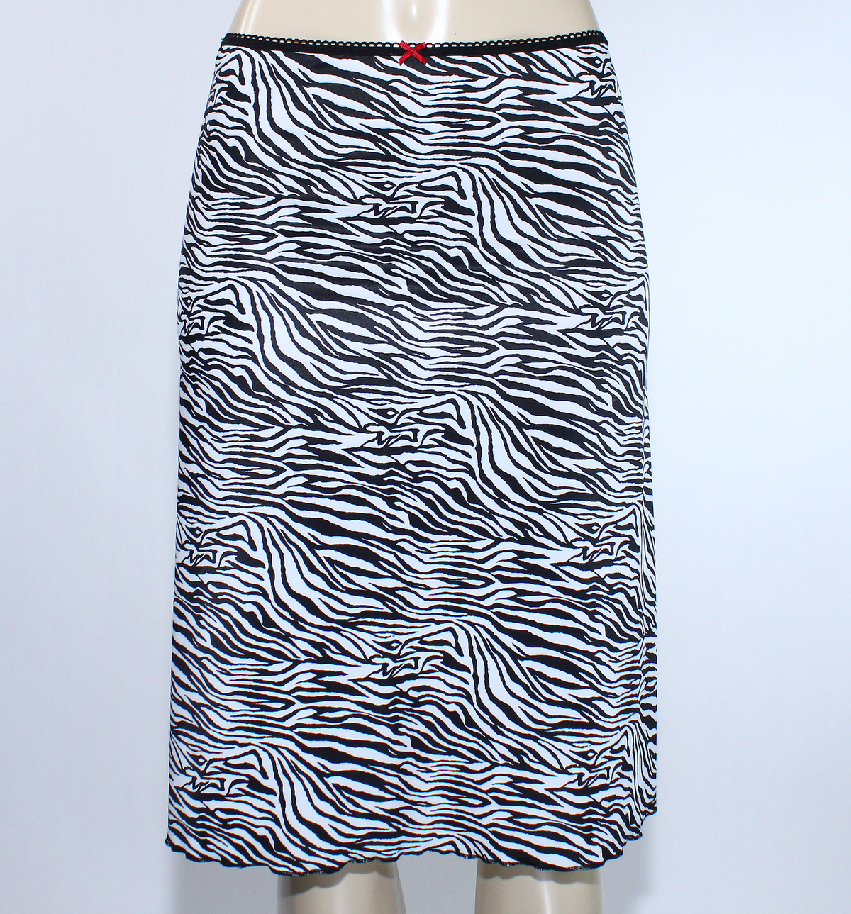 Zebra Print Knee-Length Midi Skirt