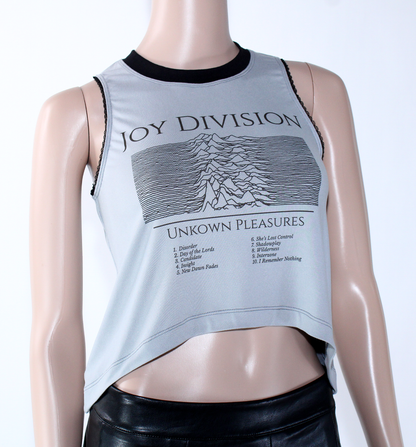 Gray Joy Division Tank Top Asymmetrical TShirt Post-punk blouse Rock Shirt for Women Killer Kitty Alternative Clothing Goth Brand