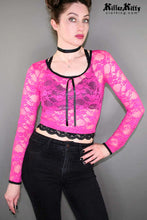 Load image into Gallery viewer, Pink Lace Crop Top
